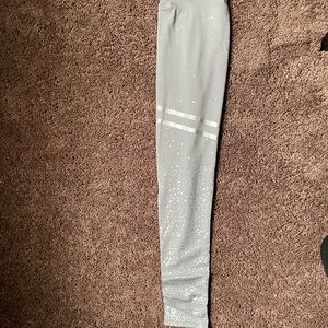 Light grey and silver spandex leggings